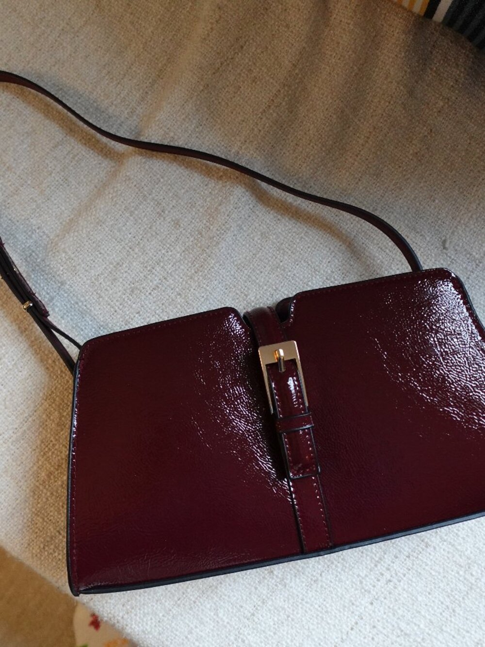 H&M Burgund Patent Leather Shoulder Bag - Picture 2 of 8